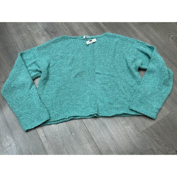 Madewell Womens Aqua Turquoise Drop Shoulder Boatneck Pullover Sweater Size M - Picture 2 of 8